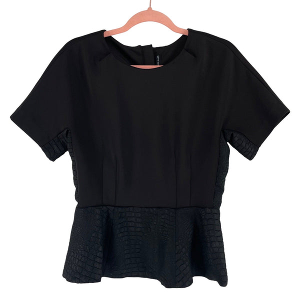 W118 By Walter Baker Women's Size Small (Medium Black Short-Sleeved Peplum Top