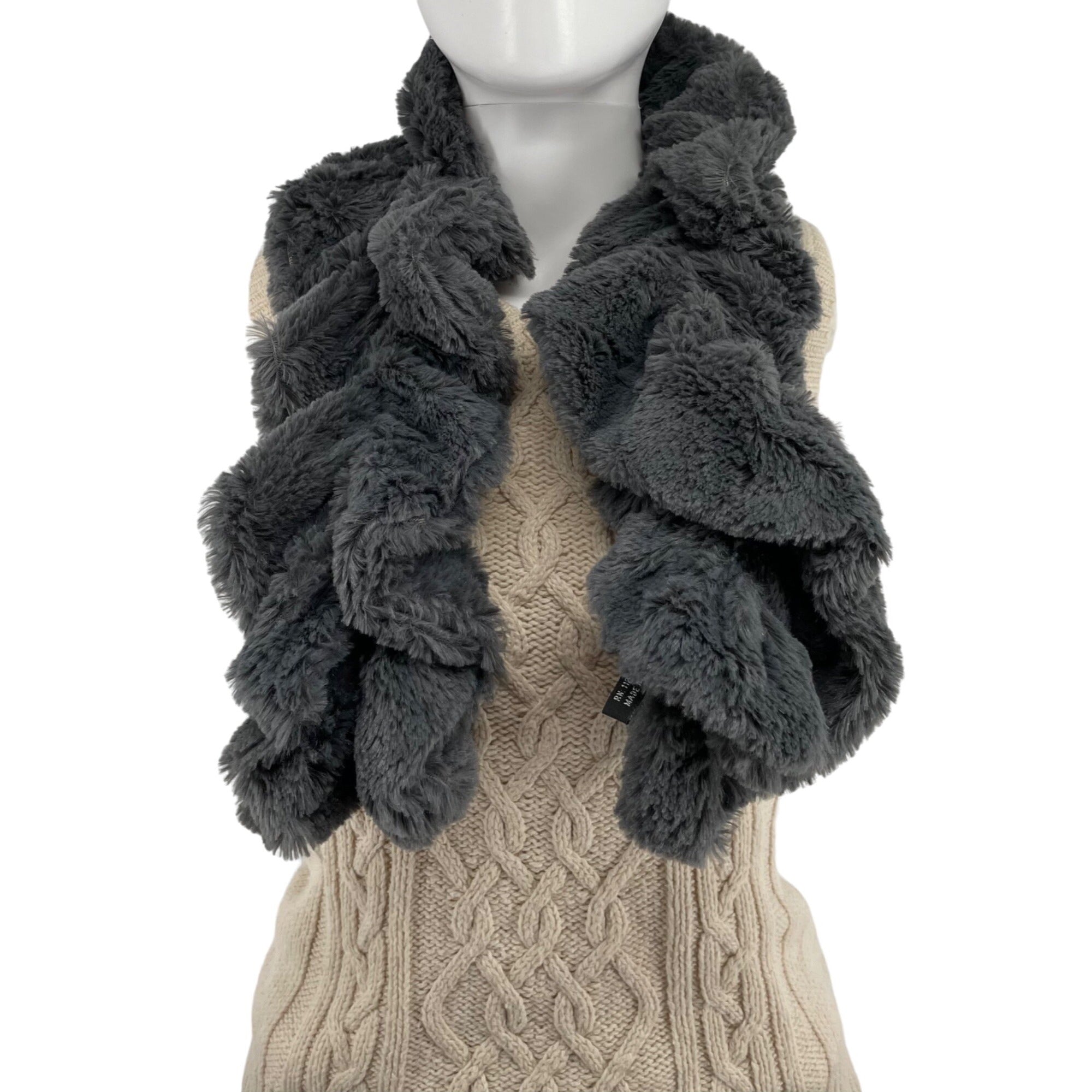 Women's Grey Stretchy Ruffle Scarf