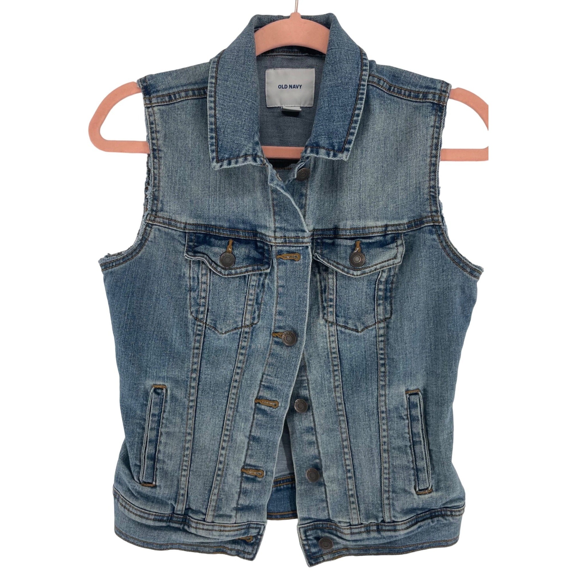 Old Navy Women's Size XS Denim Blue Jean Button-Down Vest