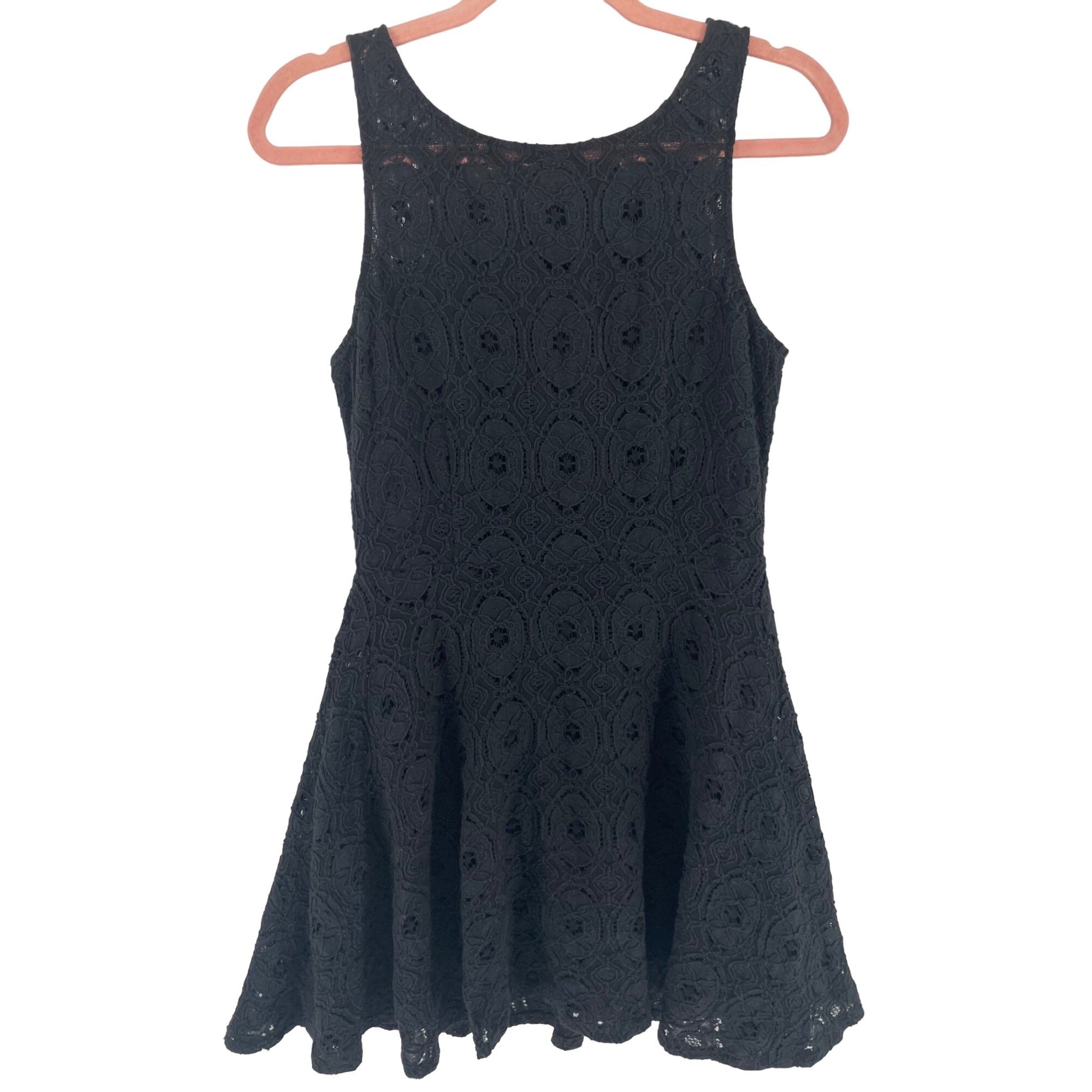 BB Dakota Women's Size 8 Black Sleeveless Lace A-Line Mini Dress