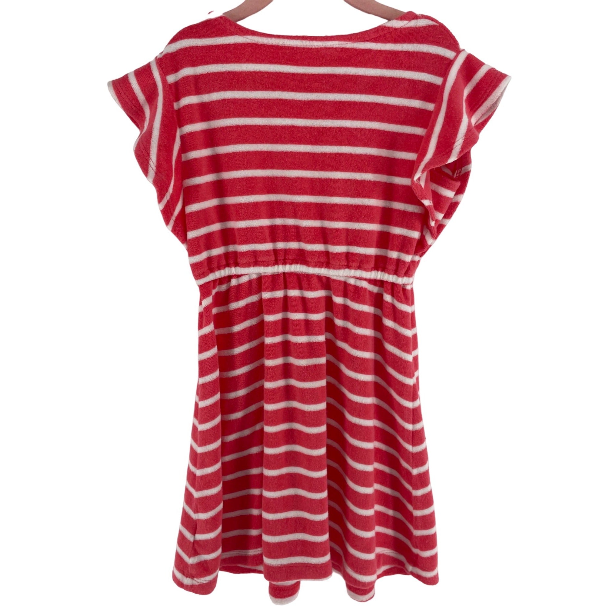 GAP Kids Girl's Size 6-7 Coral Pink & White Striped Beach Dress