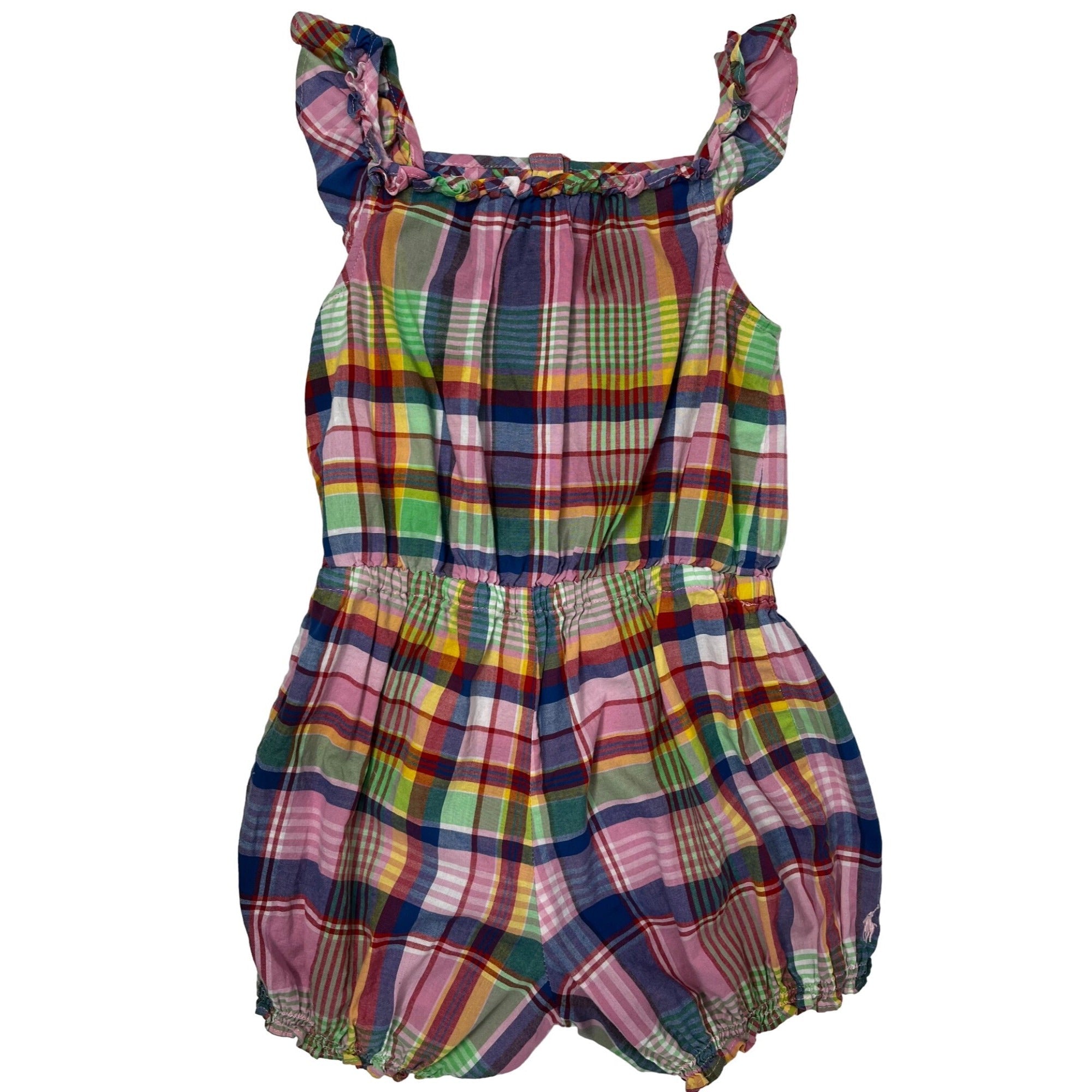 Ralph Lauren Baby Girl's 18M Multi-Colored Sleeveless Plaid Romper