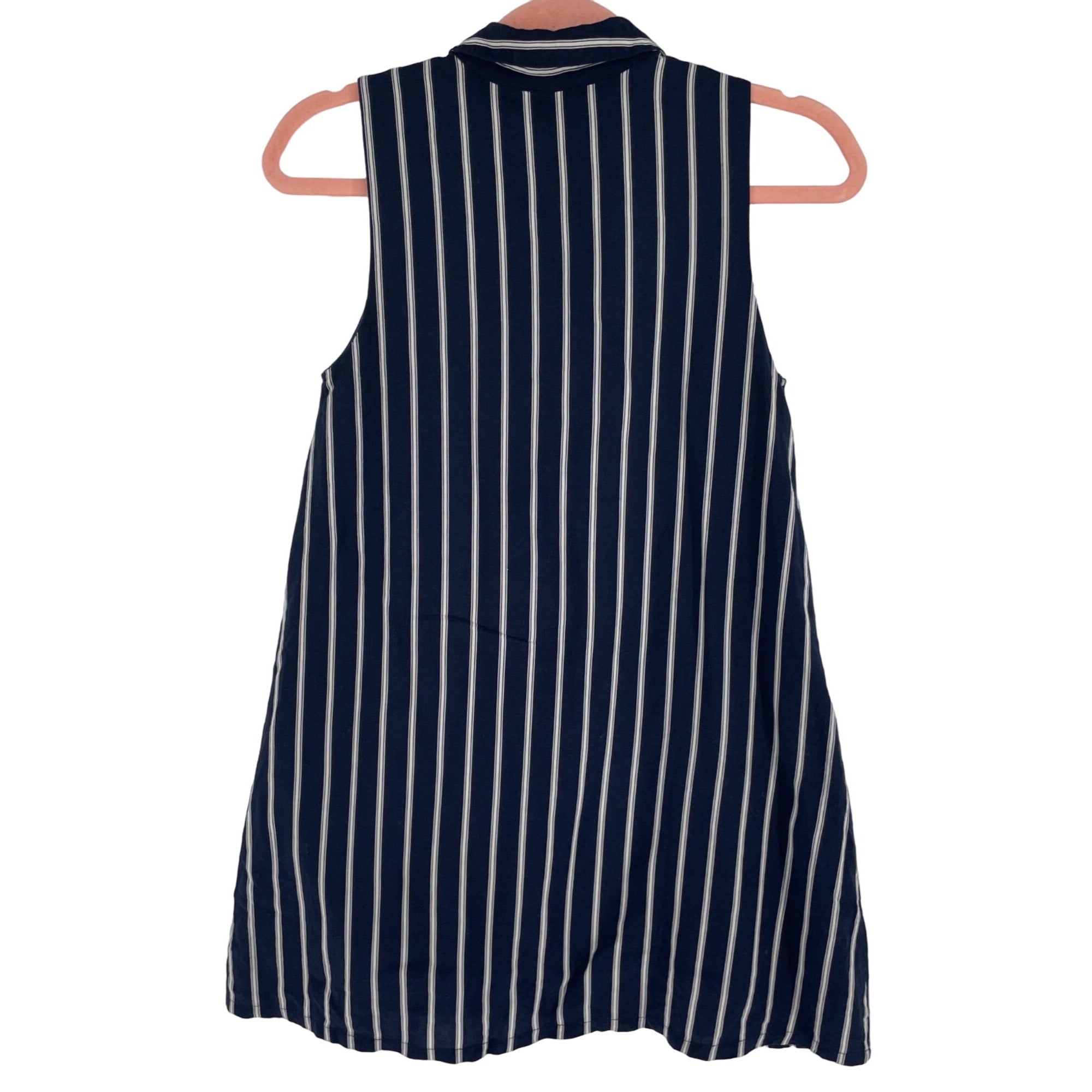 J.O.A. Women's Size XS Navy & White Striped Lace-Up Sleeveless Mini Summer Dress