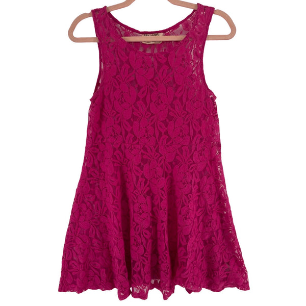 Free People Women's Size Small Sleeveless Fuchsia Floral Lace Dress