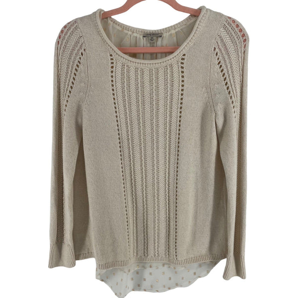 Lucky Brand Women's Size XS Cream, White & Gold Cable Knit Sweater