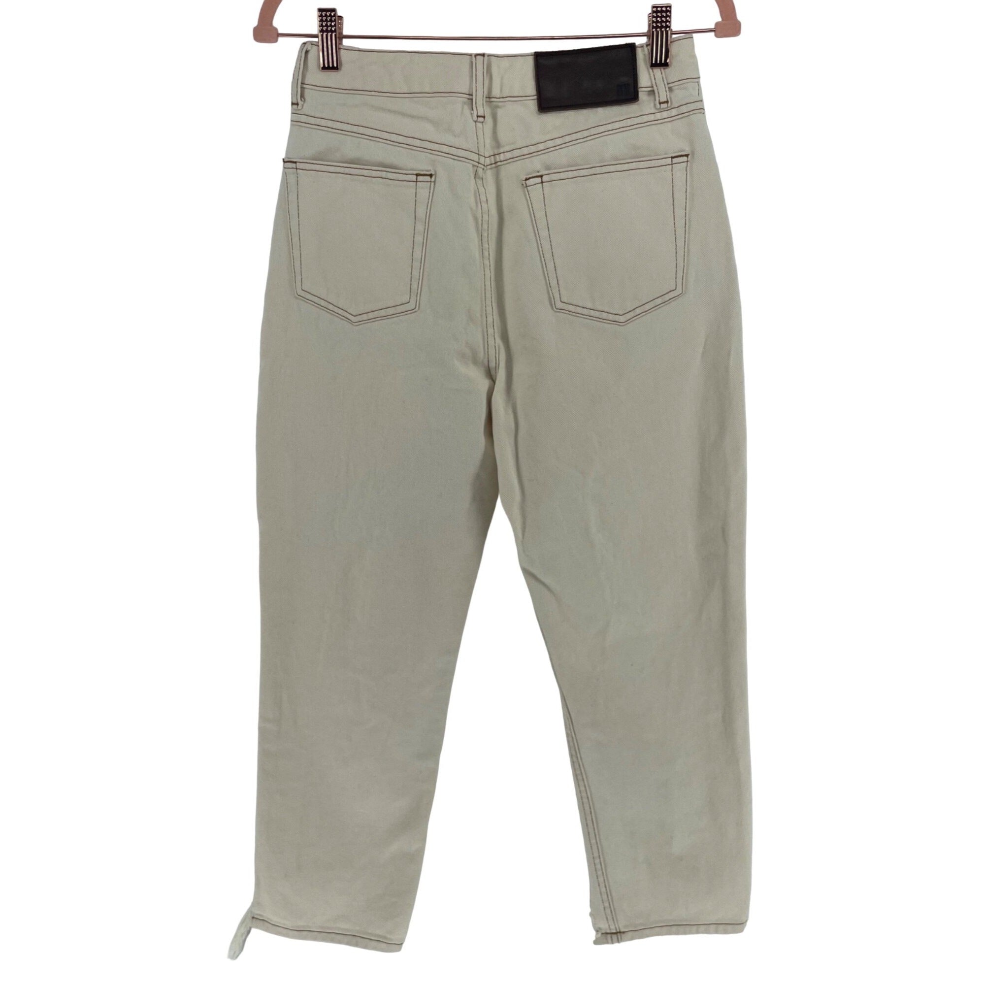 Reclaimed Vintage At ASOS Women's Size 27 Cream Denim Distressed Fringe Pants