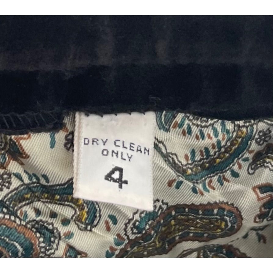 Women's Vintage Size 4 Black Velvet Midi Skirt W/ Satin Paisley Lining