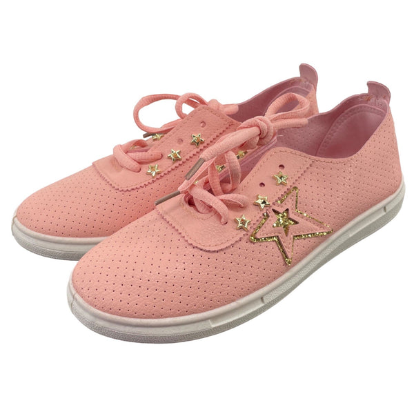 NWOT Women's Size 7 Niki Light Pink/White Sneakers W/ Gold Stars