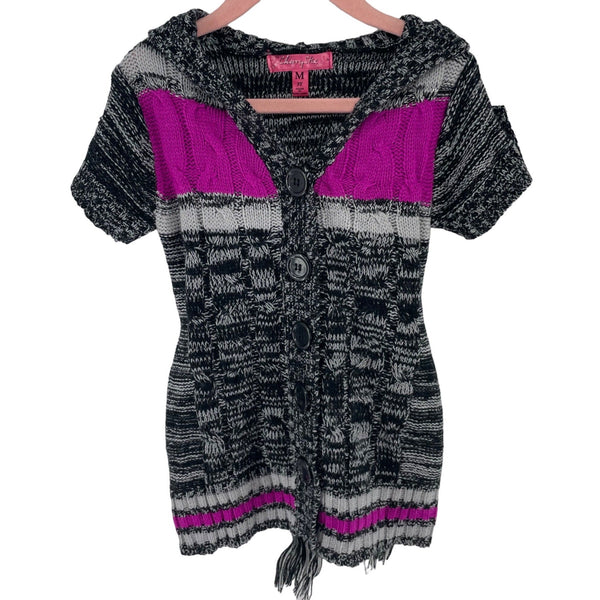 Cherry Stix Girl's Size Medium 3T Grey/Black/Silver/Purple Knit Sweater Dress