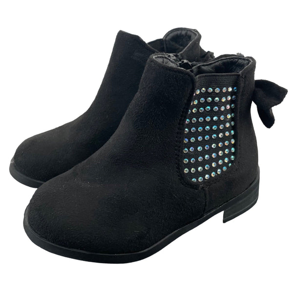 CRB Girl Girl's Size 6 Black Suede Booties W/ Multi-Colored Rhinestones