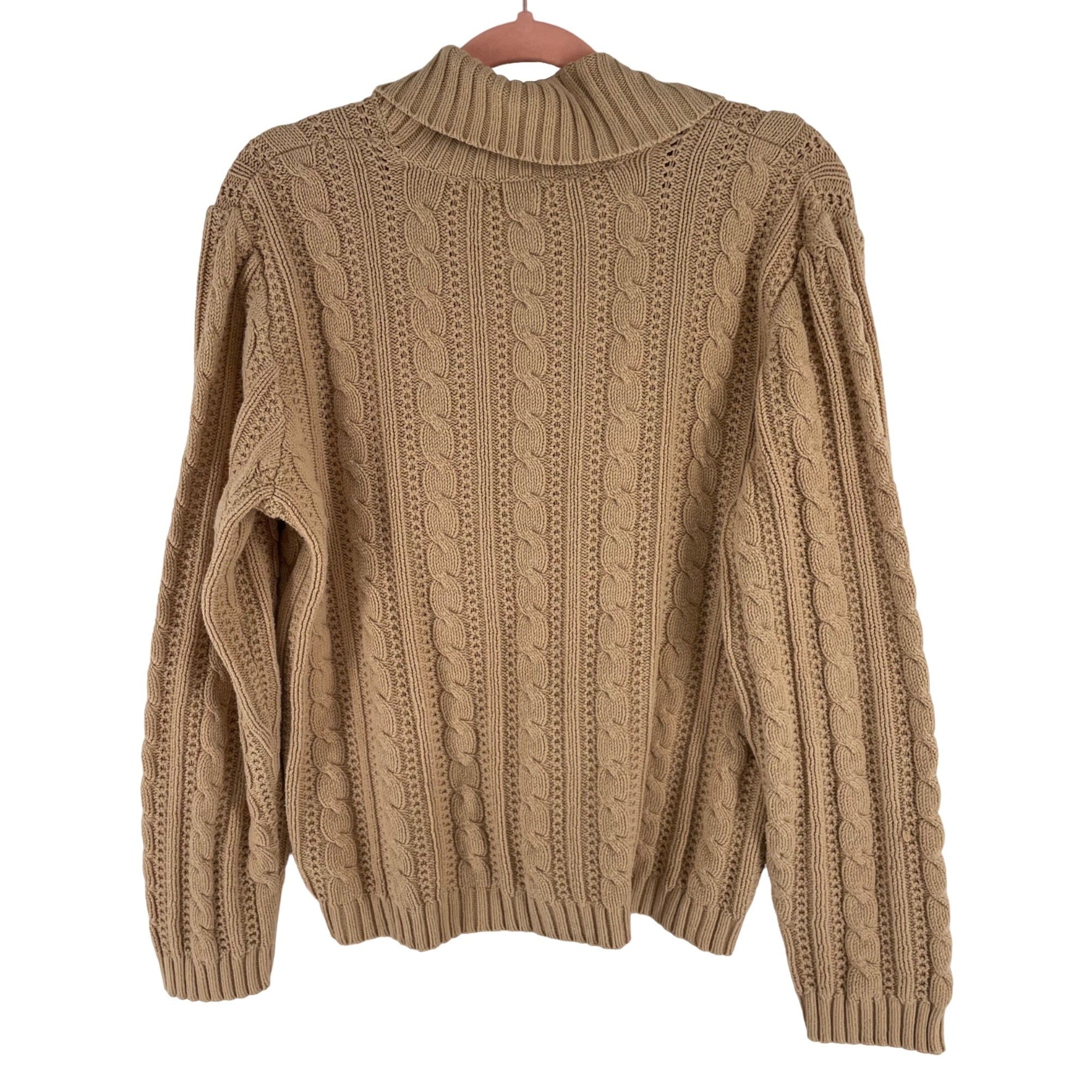 Charter Club Women's XL Light Brown Cableknit V-Neck Sweater