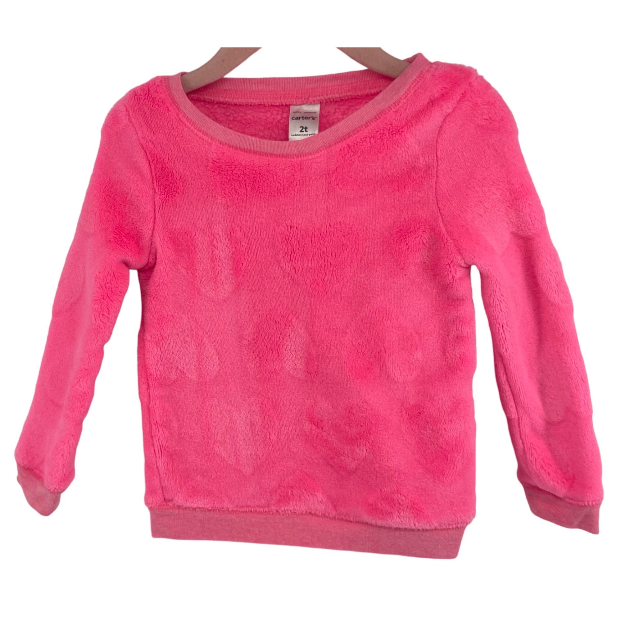 Carter's Girl's Size 2T Hot Pink Faux Fur Plush Sweatshirt