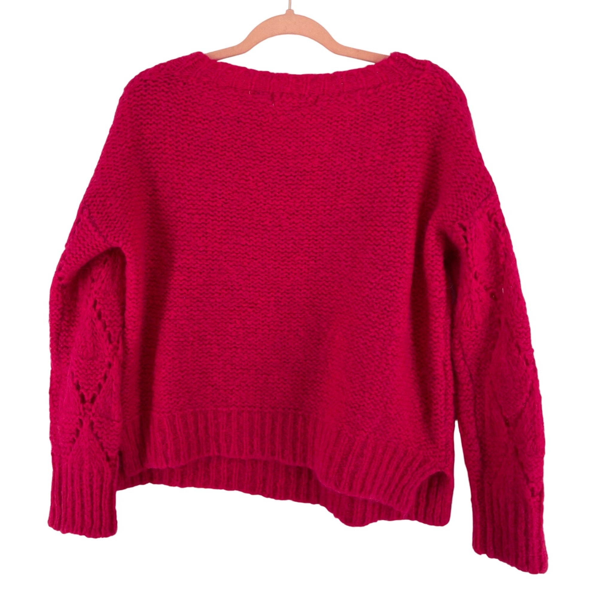 Sleeping On Snow Women's Small Fuchsia Alpaca Blend Crew Neck Sweater