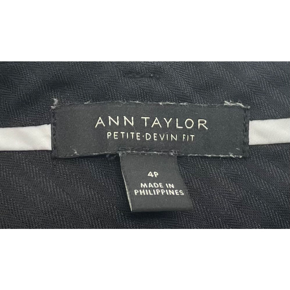 Ann Taylor Women's Size 4P Devin Fit Black & Blue Cropped Capri Dress Pants