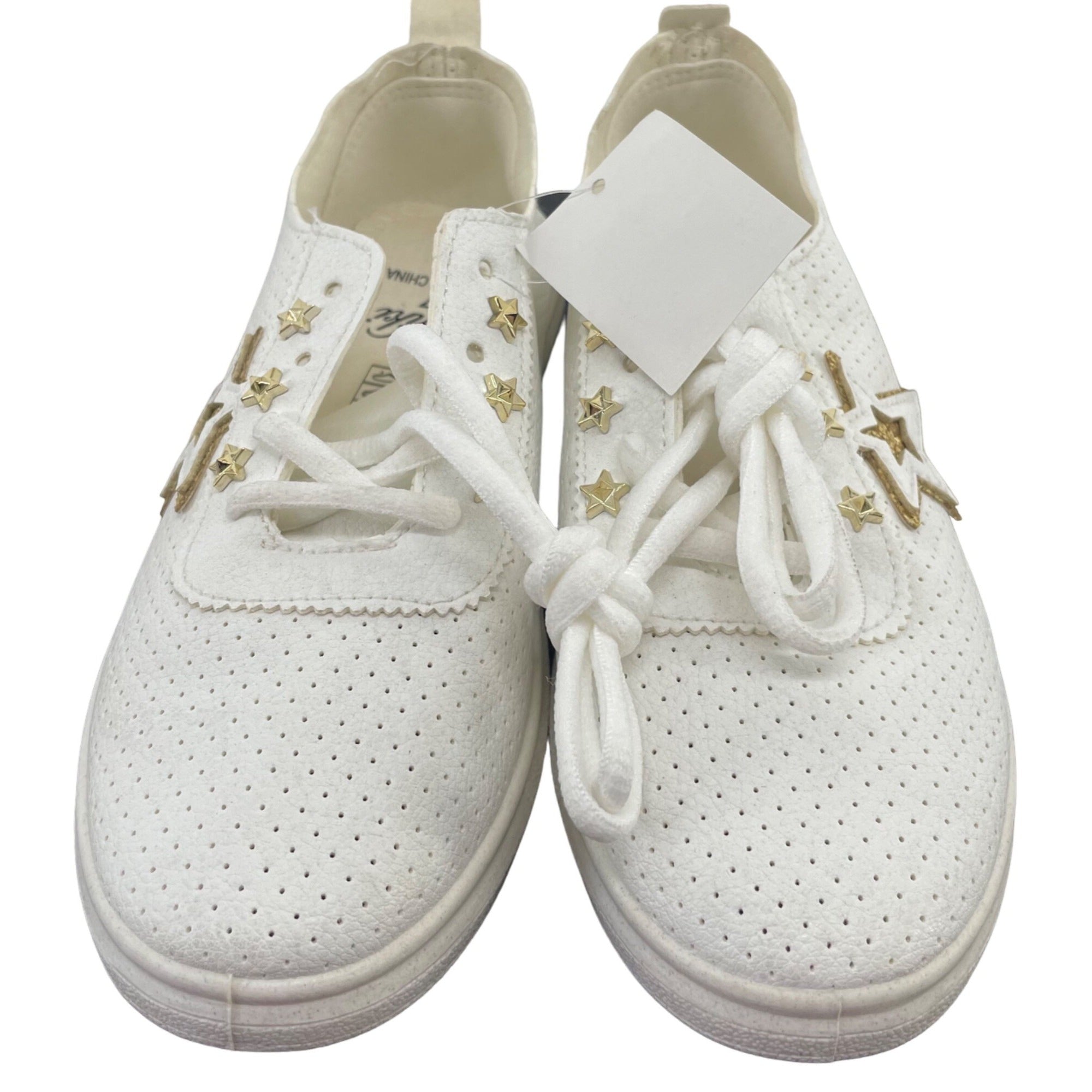 NWT Niki Women's Size 7 White & Gold Star Embellished Sneakers