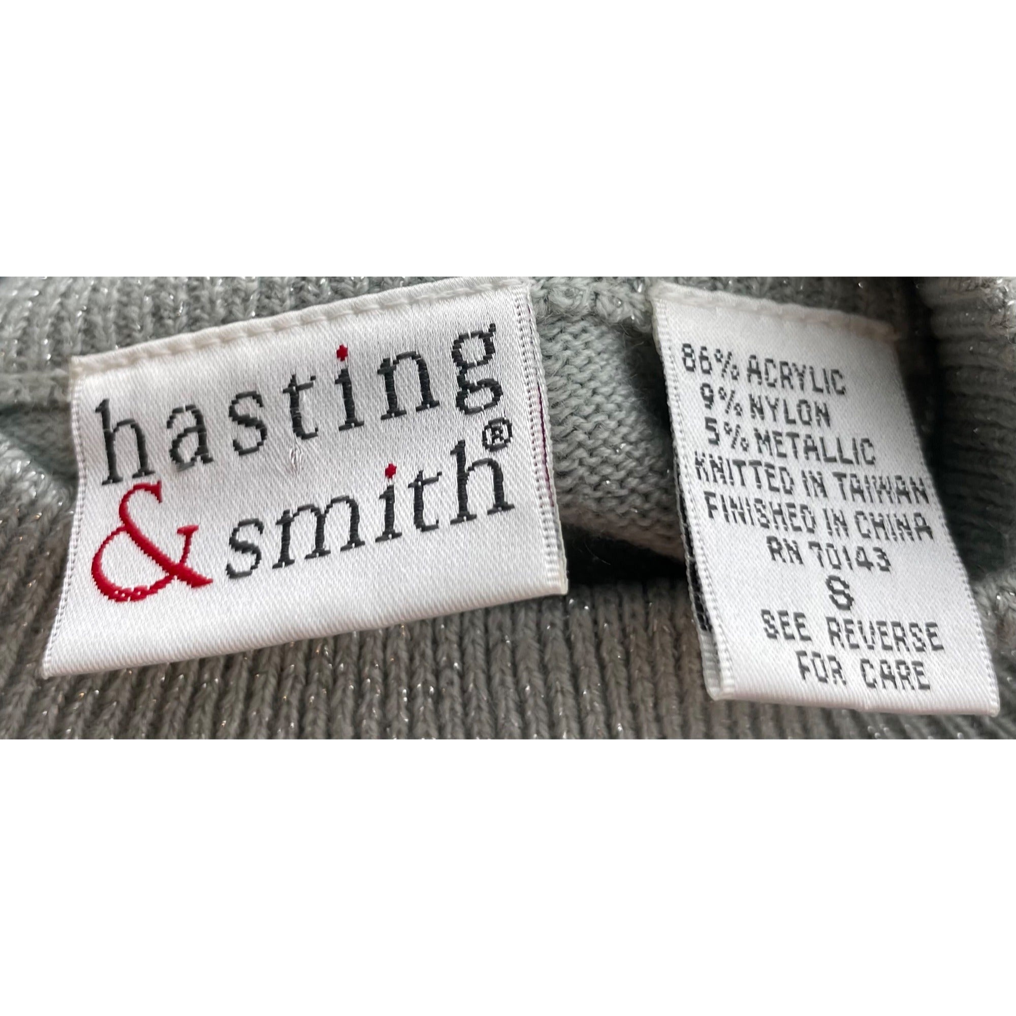 Hasting & Smith Women's Size 8 Grey/Silver Sparkly Short-Sleeved Sweater