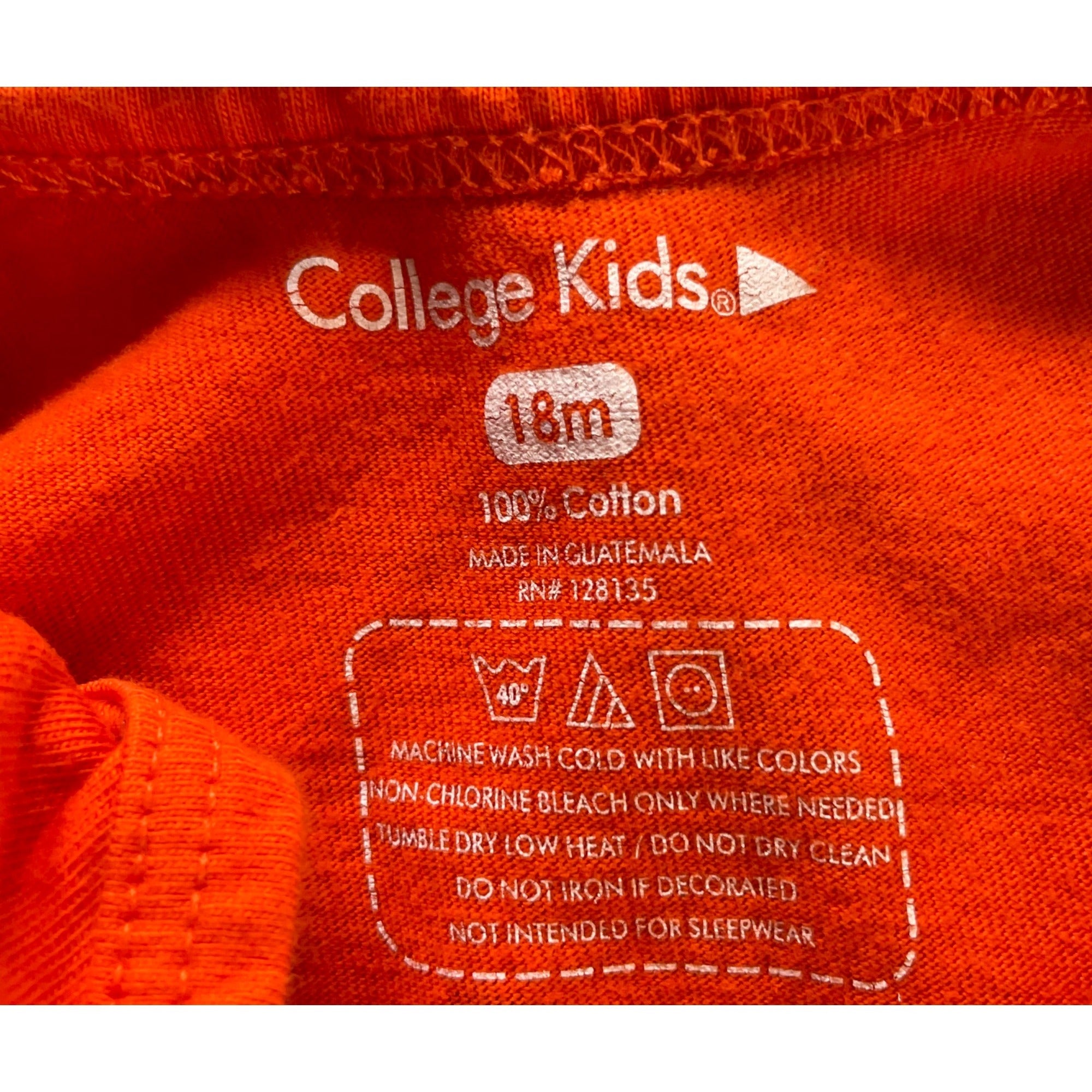 College Kids Boy's Size 18 Months Orange Princeton Tigers Graphic Onesie