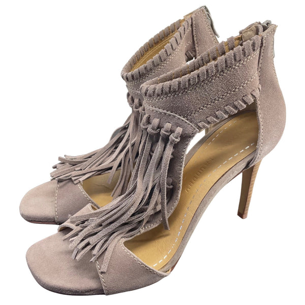 NEW Chinese Laundry Santa Fe Women's Size 9 Taupe Suede Fringe Tassel Sandals