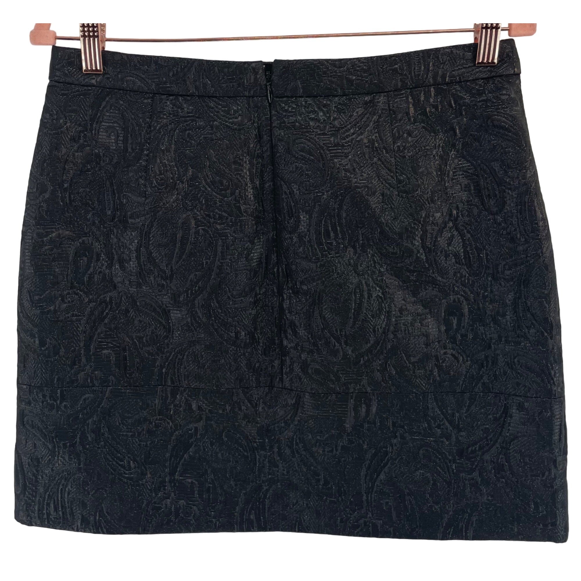 J. Crew Women's Size 4 Black Metallic Paisley Print Mini Skirt