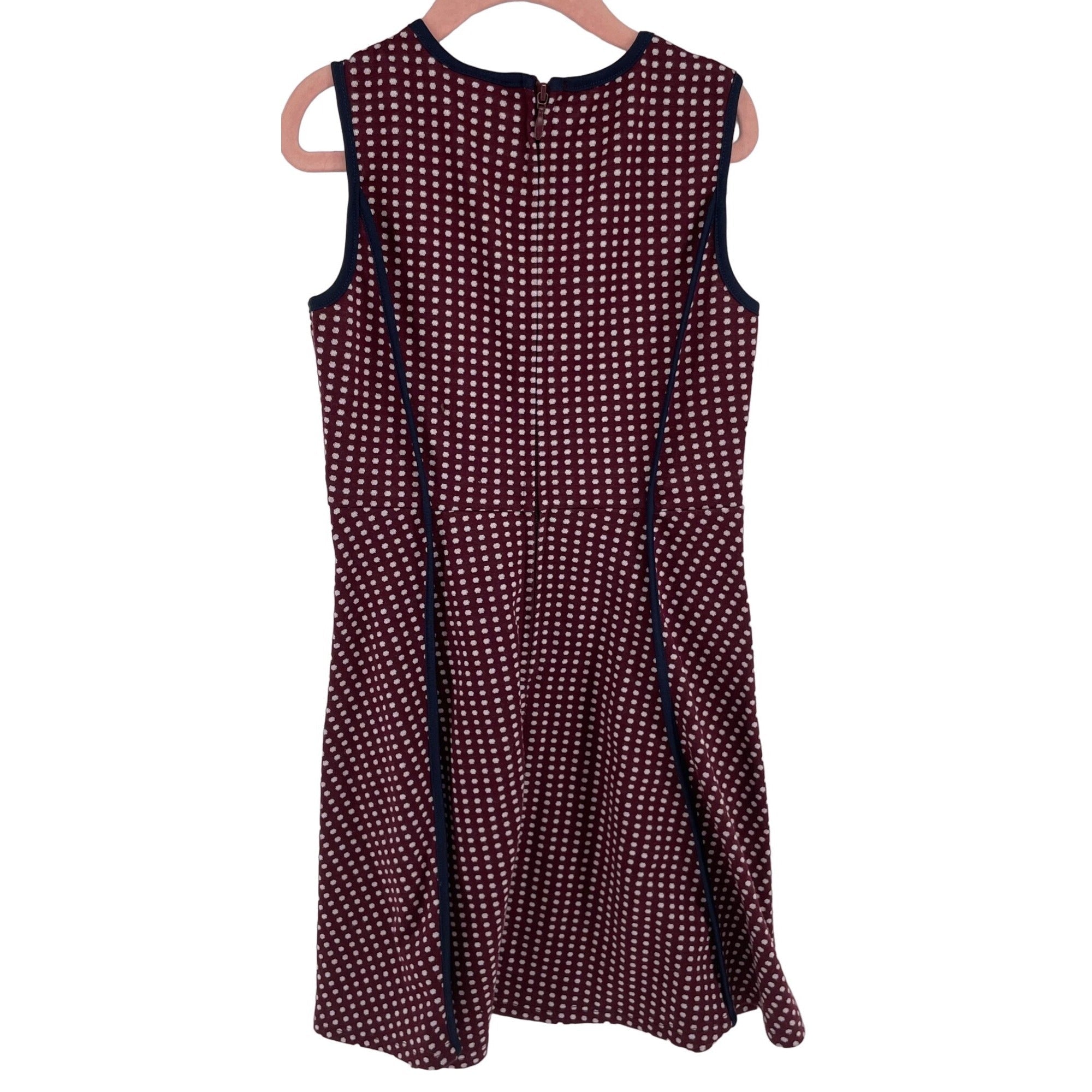 Blush Girl's Size 8 Burgundy, White & Navy Polka Dot Sleeveless Dress