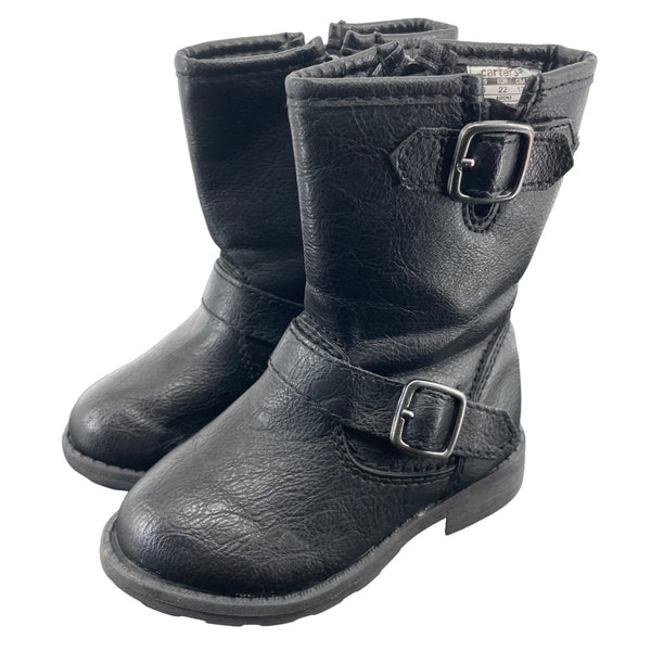 Carter's Girl's Size 6 Black Faux Leather Mid-Calf Booties