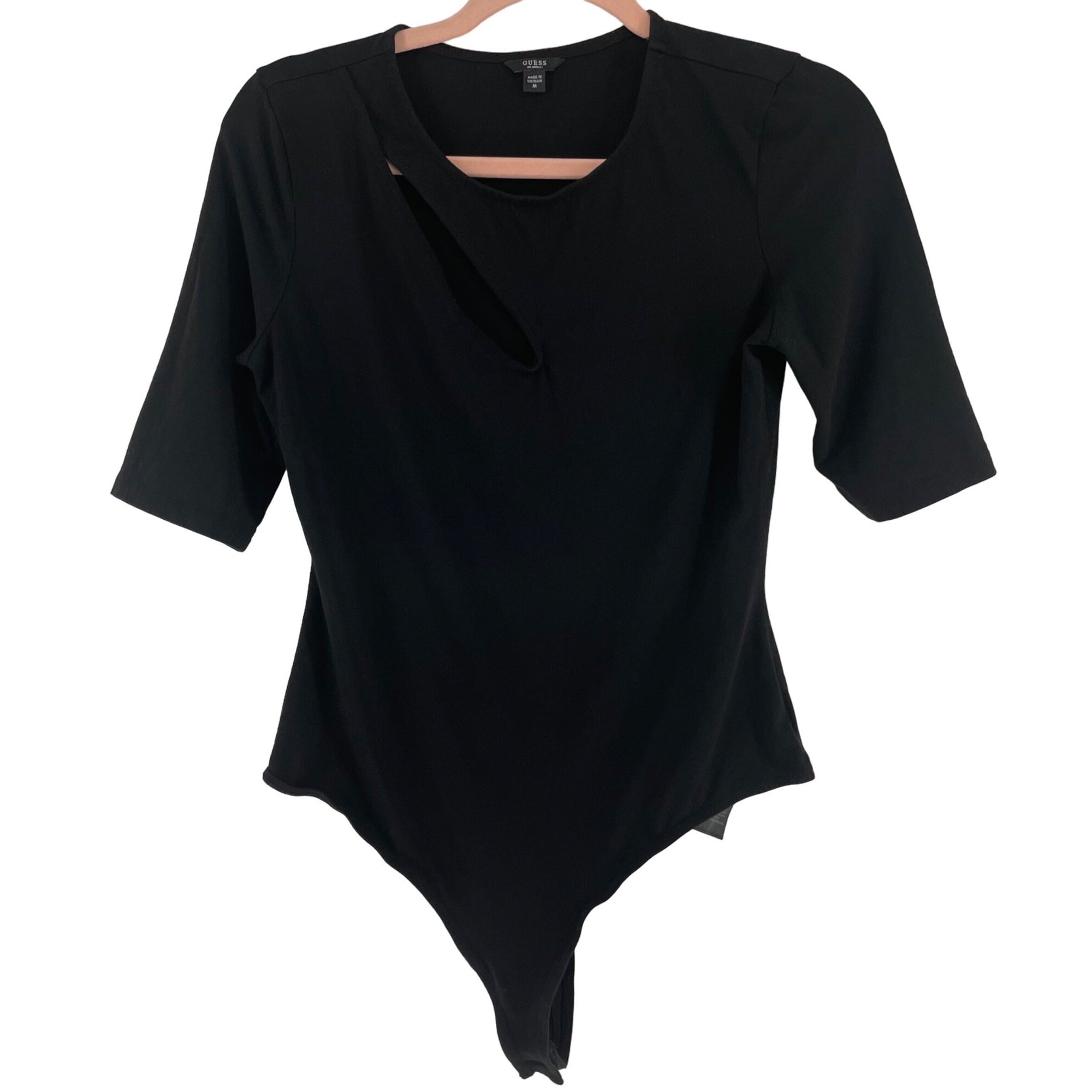 Guess Women's Size Medium Black Stretchy Thong Bodysuit