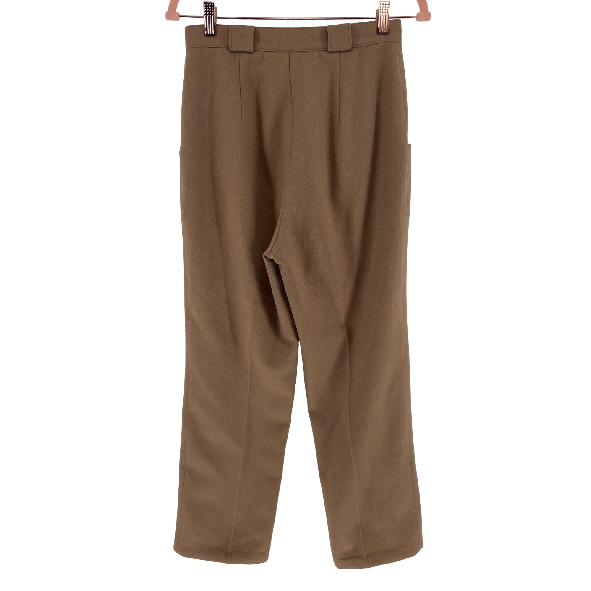 Vintage Savannah Women's Size 6P Camel Light Brown Wool Straight-Leg Pleated Slacks