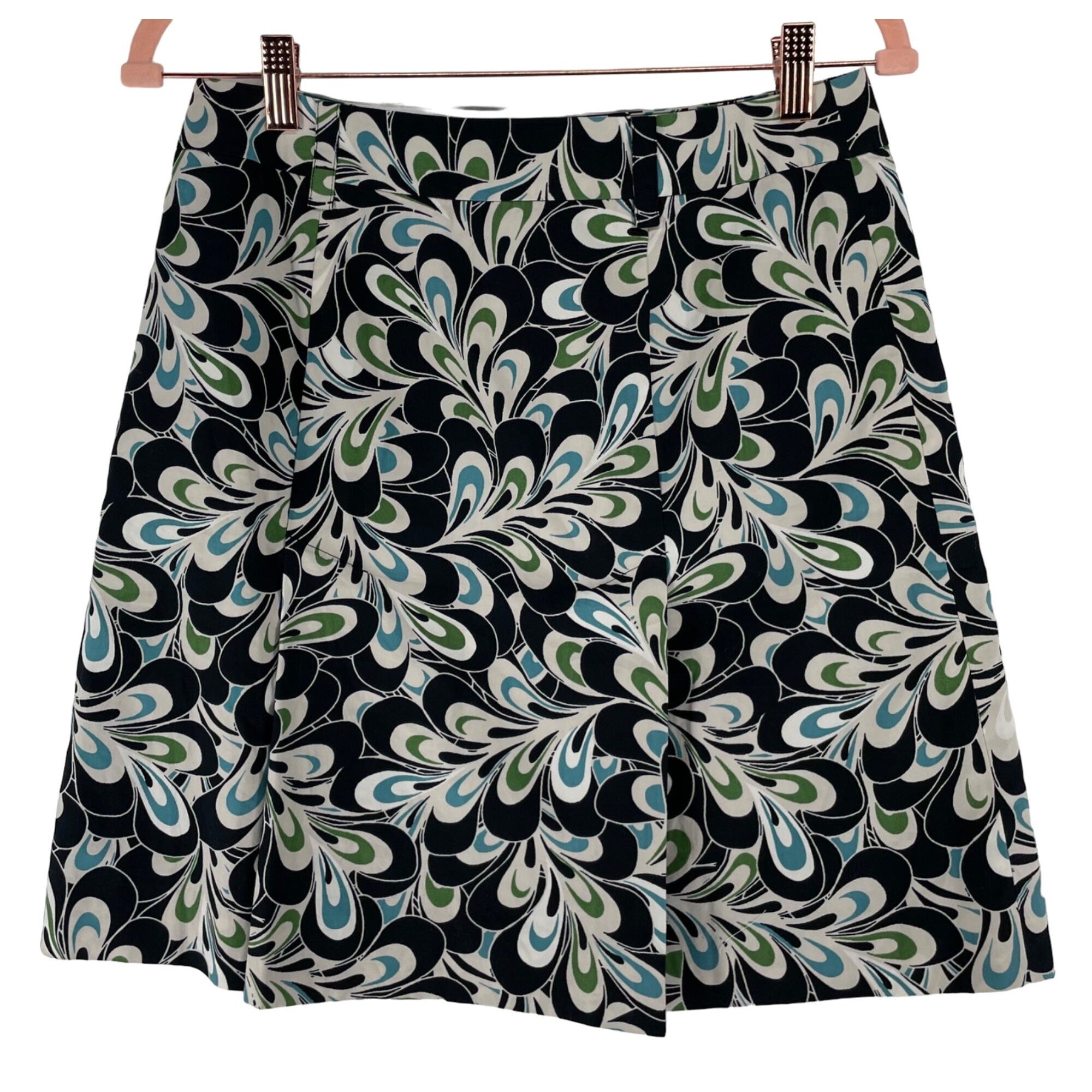 LOFT Women's 4P Navy, Blue, Green & White A-Line Midi Skirt