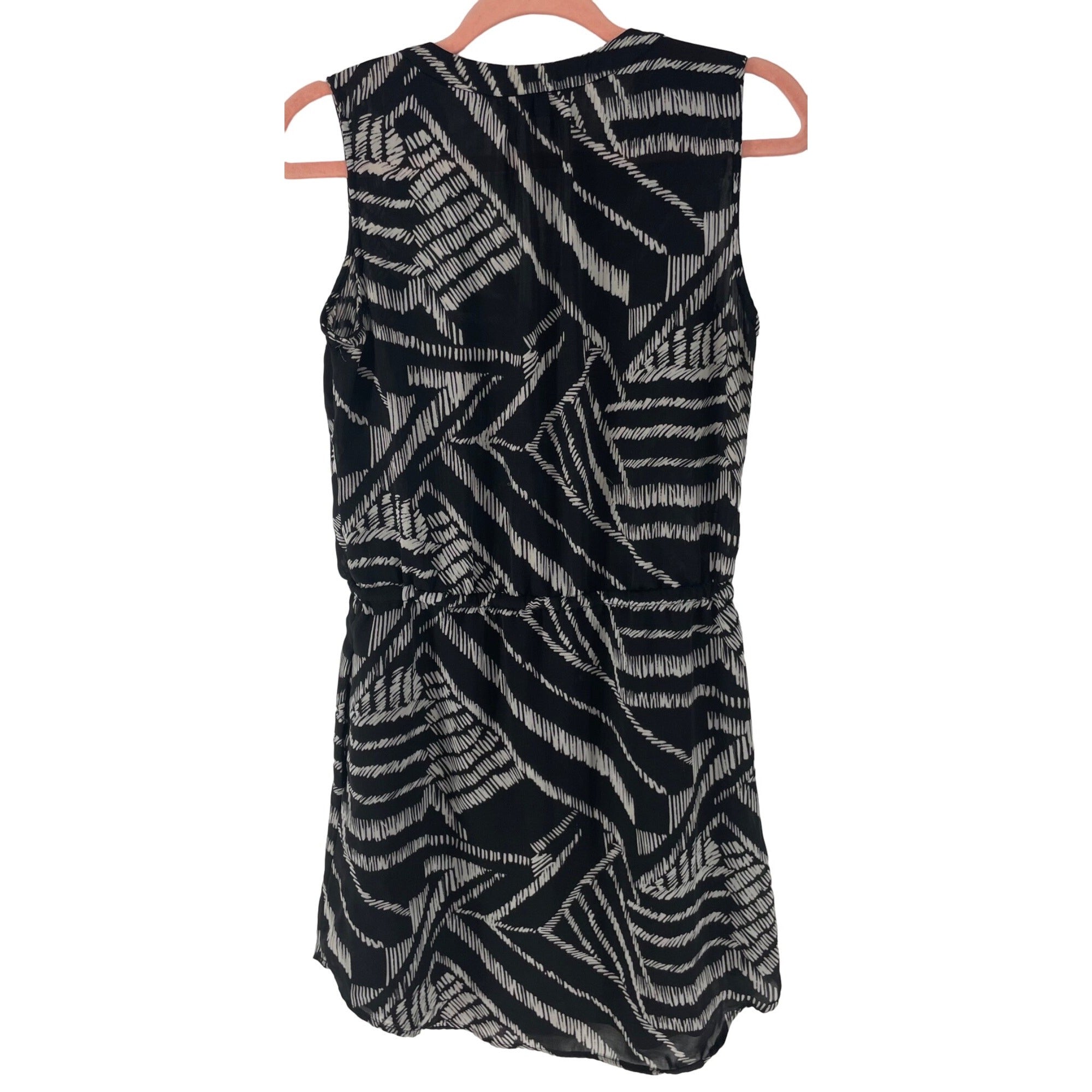 GAP Women's Size Medium Black & White Sleeveless Drawstring Mini Dress