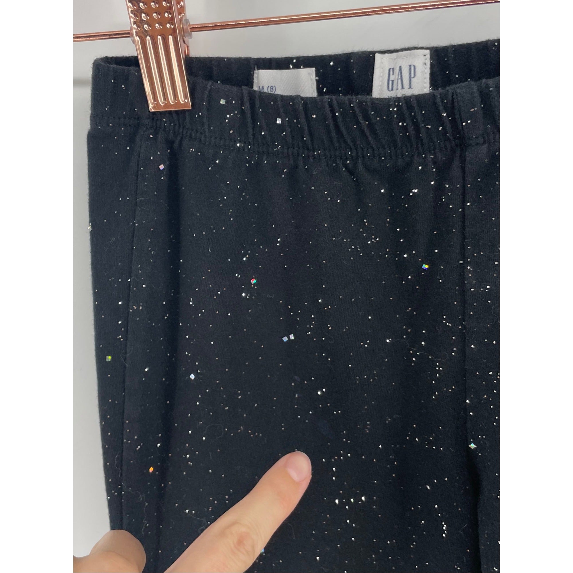 CLEARANCE GAP Kids Girl's Size Medium (8) Black/Silver Sparkly Leggings