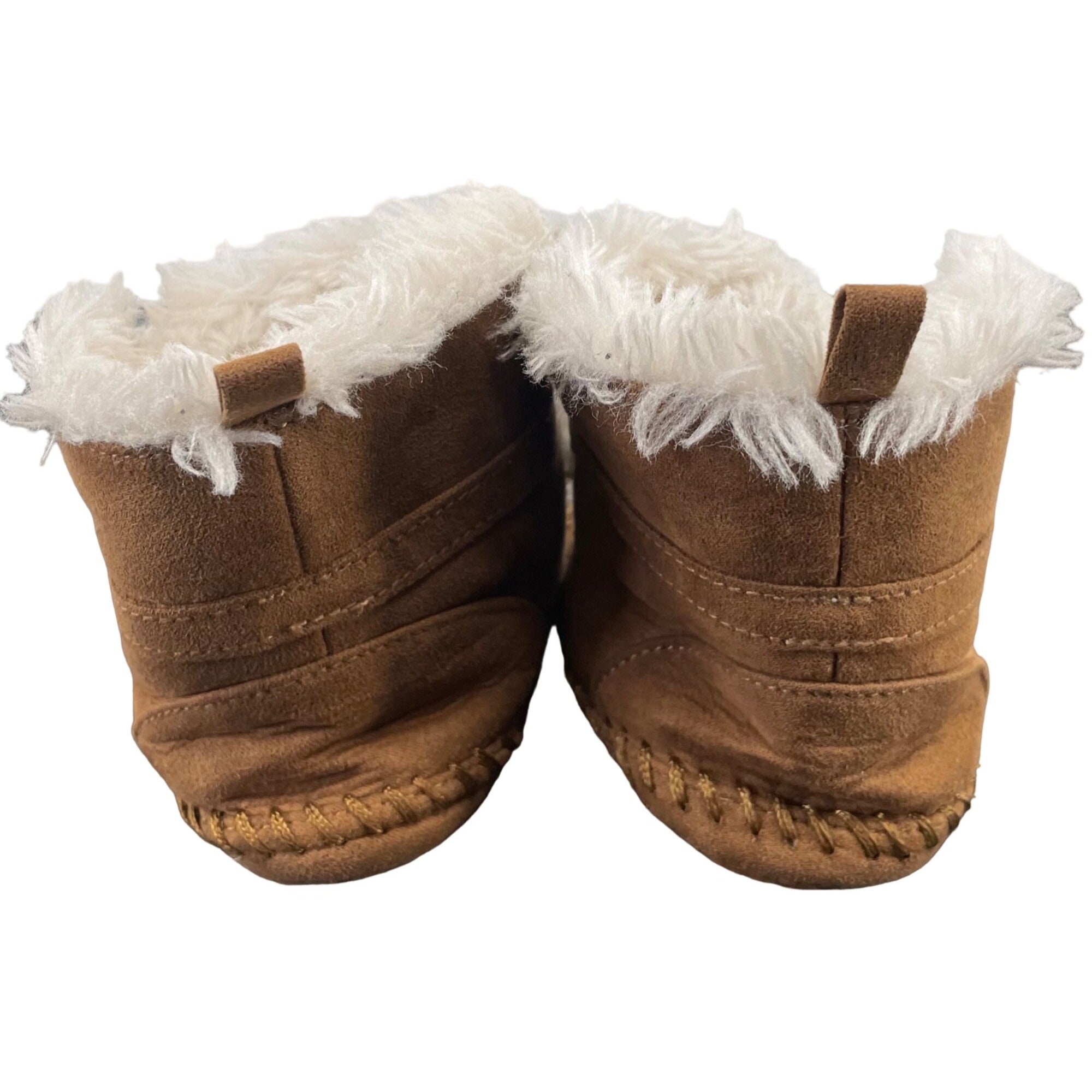 Teeny Toes Girl's Size 3T Brown & White Faux Fur Lined Moccasins