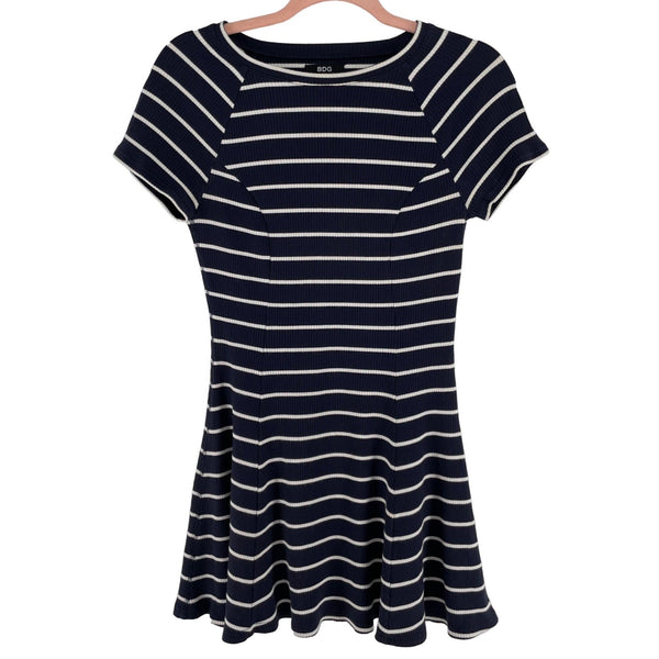 BDG Women's Size Small Navy & White Striped Short-Sleeved Tennis Dress