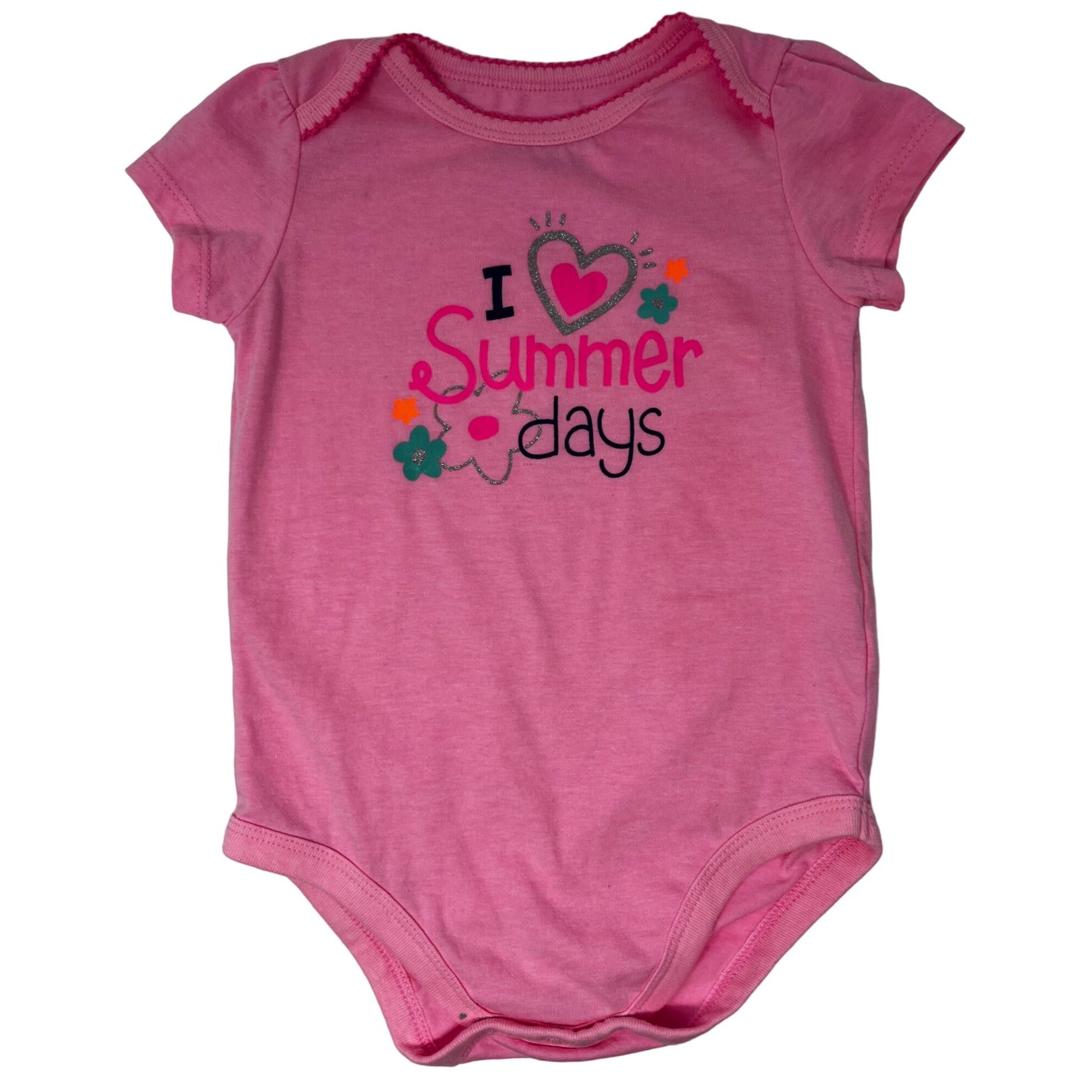 CLEARANCE Jumping Beans Baby Girl's 18M Pink Graphic "I Love Summer Days" Snap Onesie