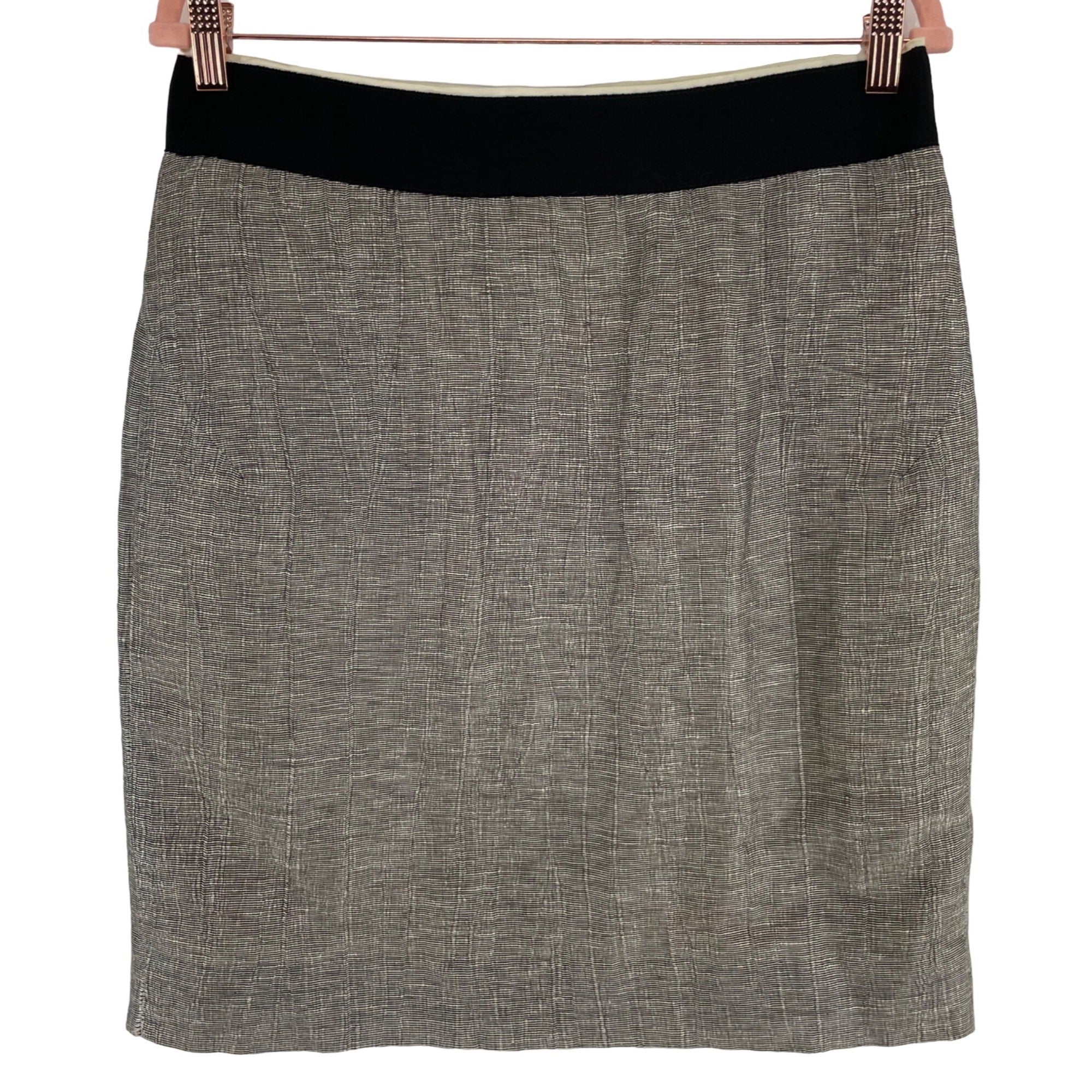 J. Crew Women's Size Ten Black & White/Grey Linen Blend Pencil Skirt