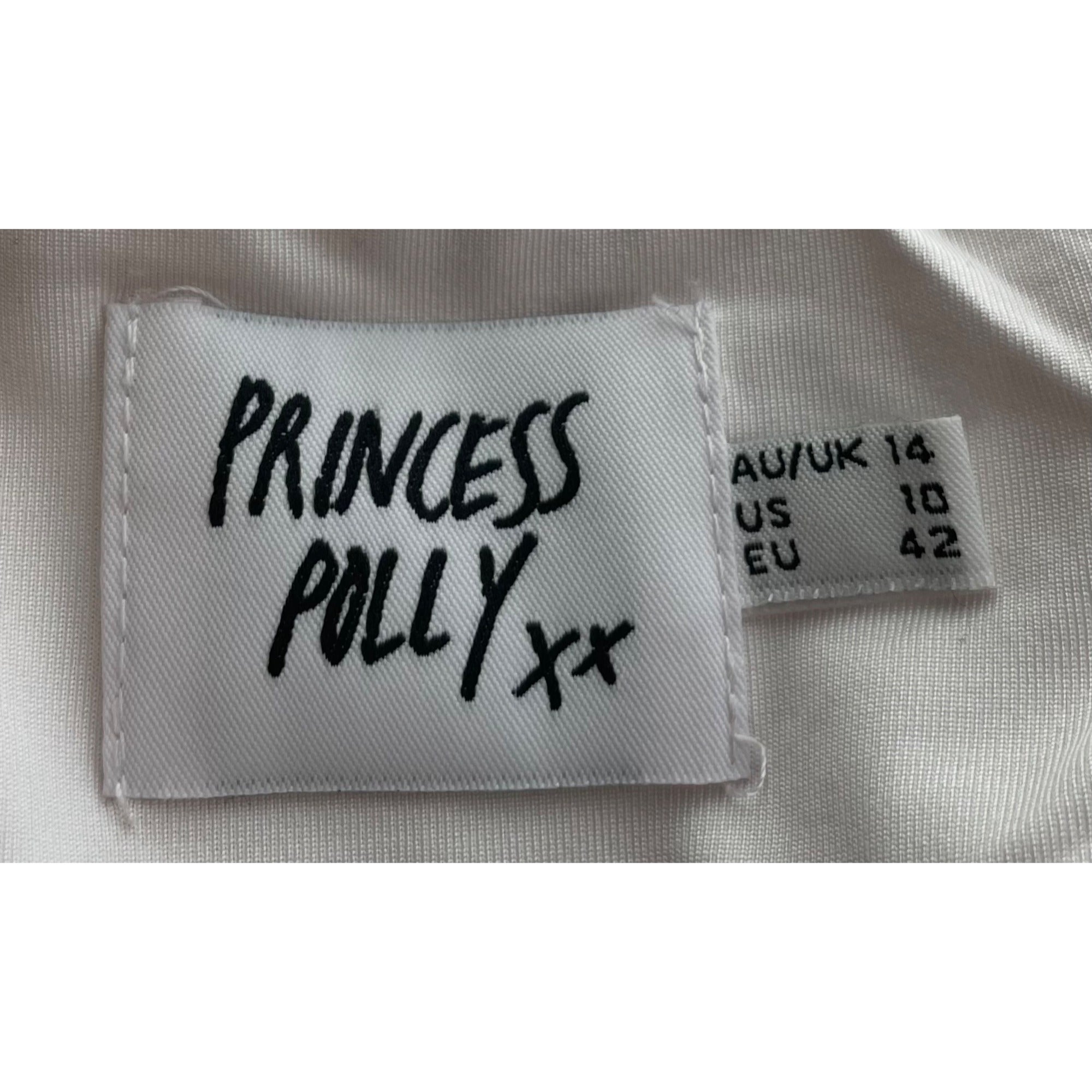 Princess Polly XX Women's Size 10 White Ruched Spaghetti Strap Crop Top