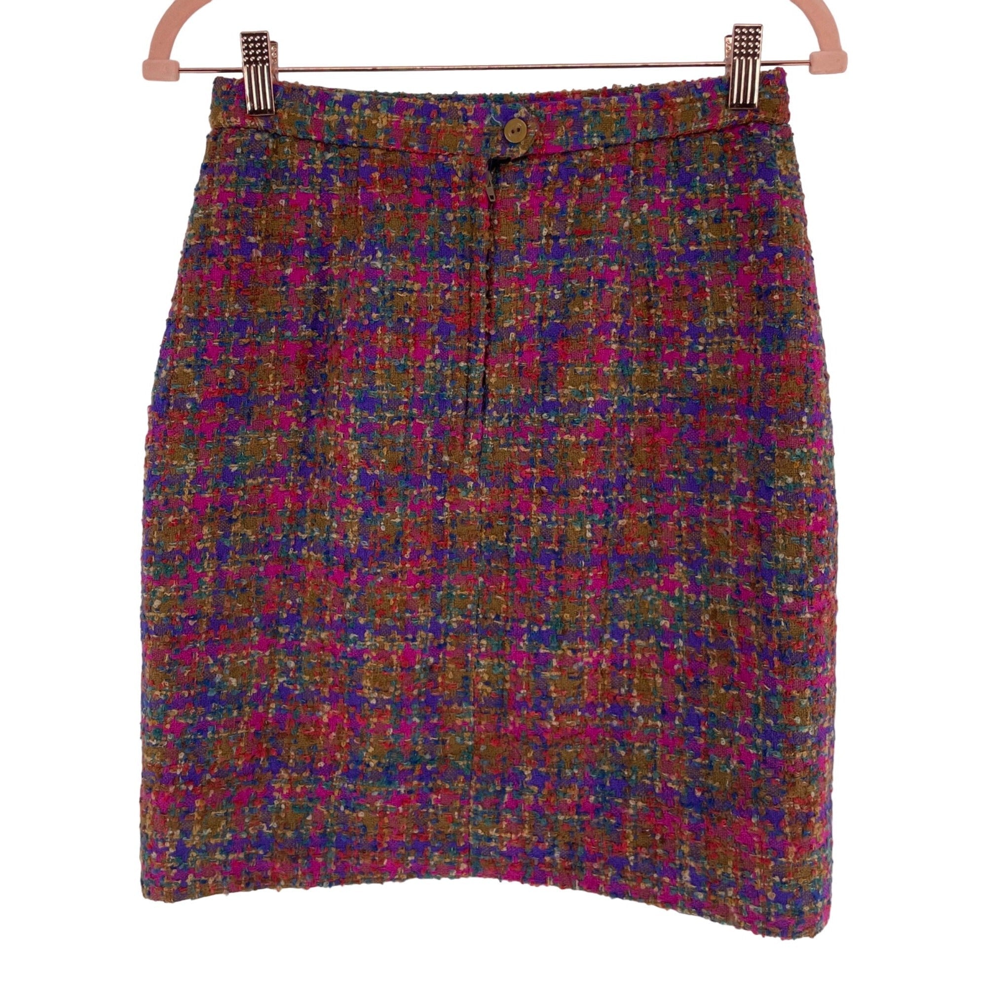 Lilli Ann Collections Women's Medium Vintage Fuchsia/Purple/Brown Tweed Skirt