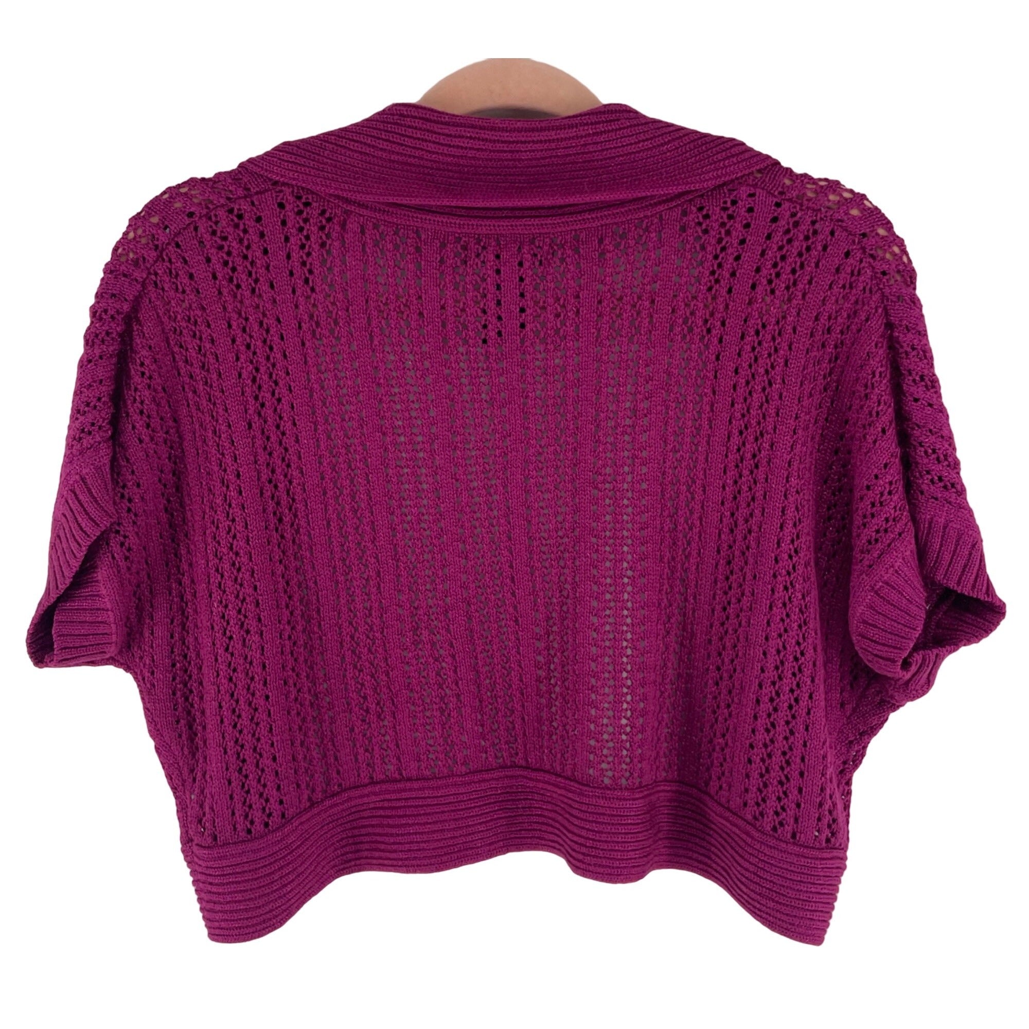 New York & Company Women's Size XL Magenta Cropped Knit Cardigan