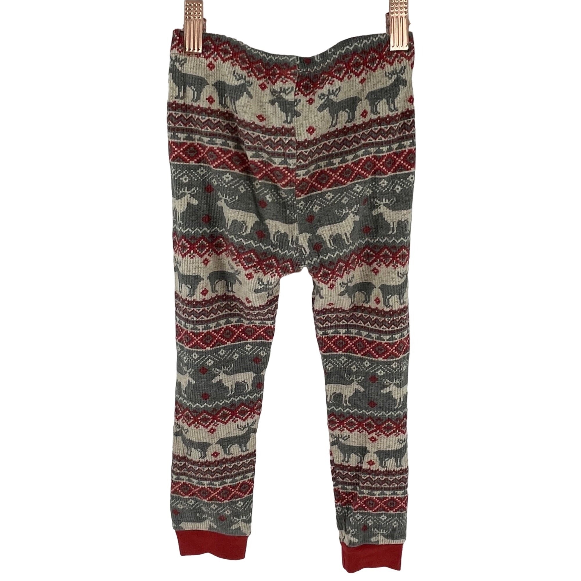 Place Boy's Size 4T Grey/Red/Cream Moose Print Pajama Leggings
