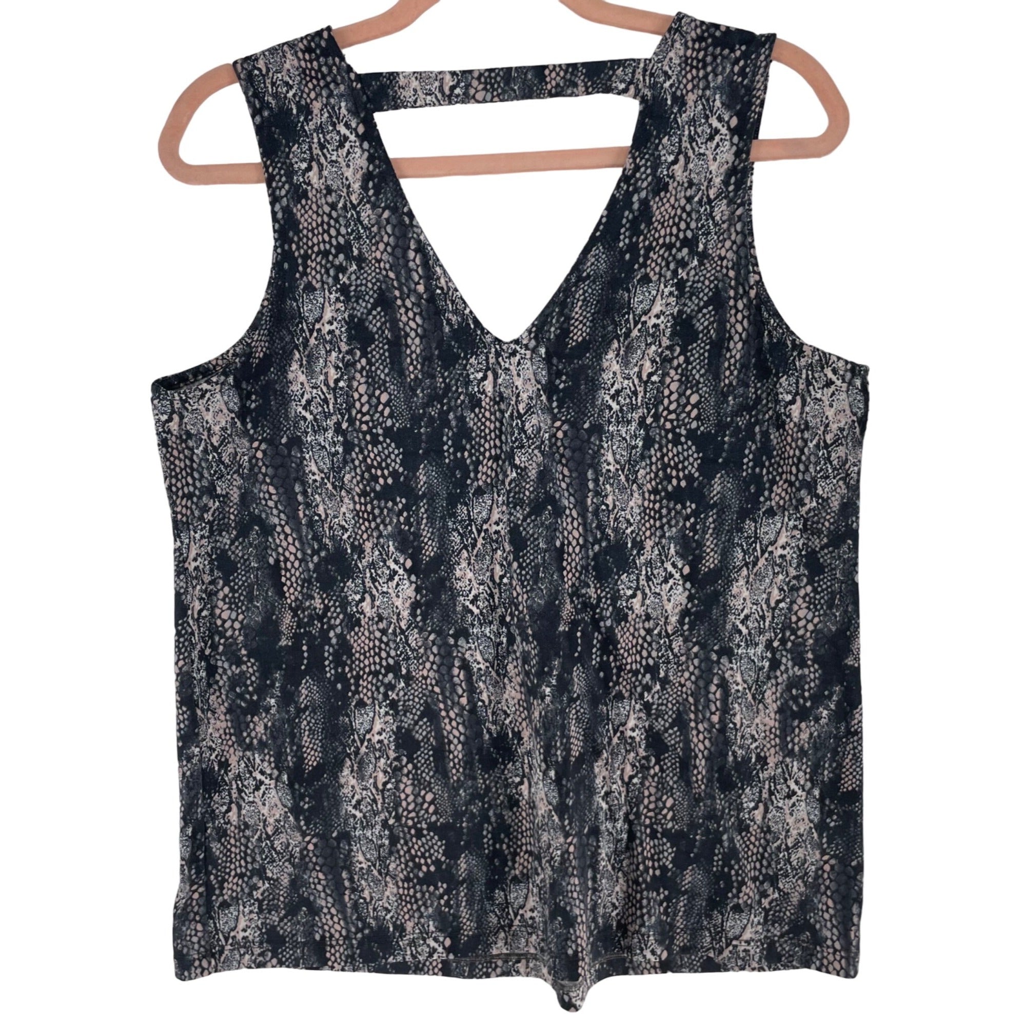 Lemon Tart Women's Size Medium Navy/Grey/Pink Snakeskin Print Workout Tank