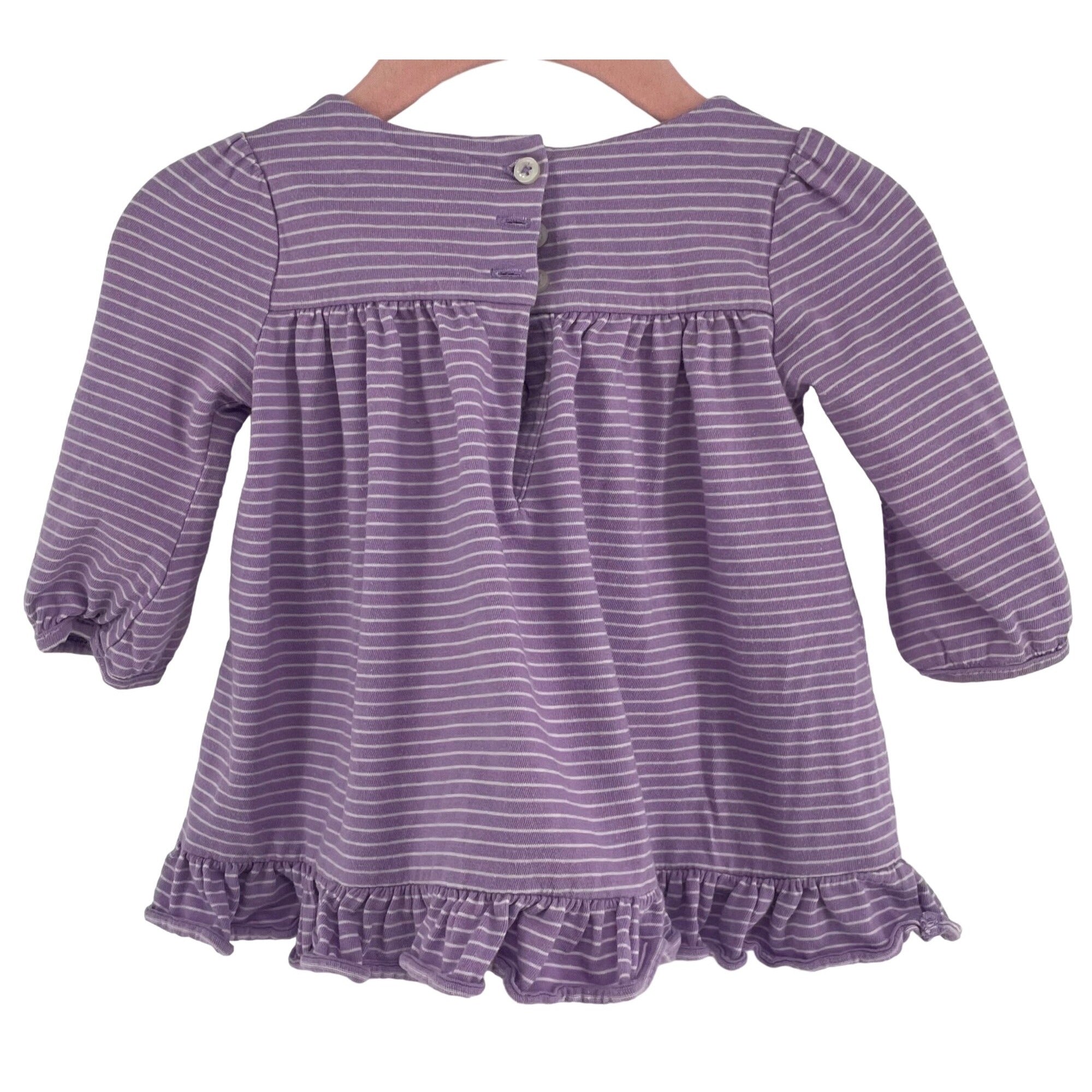 Ralph Lauren Baby Girl's Size 3 Months Purple & White Striped Ruffle Trim Top