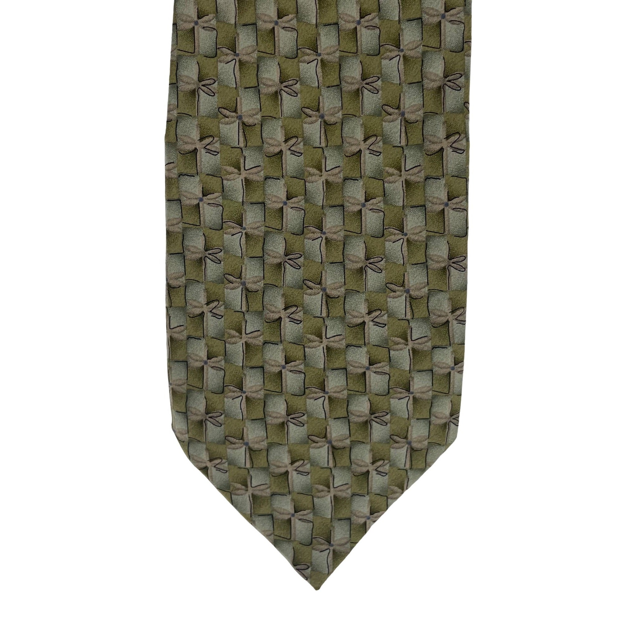 Ties To Nature Dragonfly Men's Green Dragonfly Print 100% Silk Dress Tie