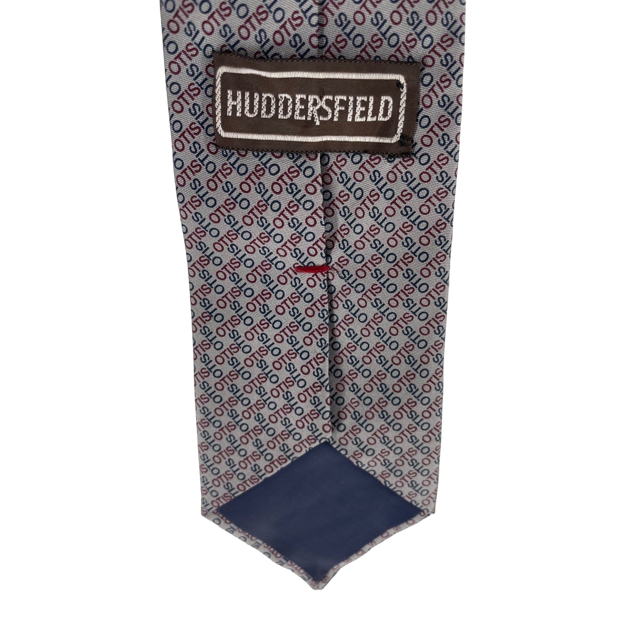 Huddersfield Men's Silver, Maroon & Navy Otis Logo Silk Dress Tie