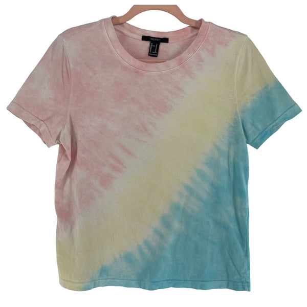 Forever 21 Women's Size Medium Pink, Aqua 7 Yellow Tie Dye T-Shirt