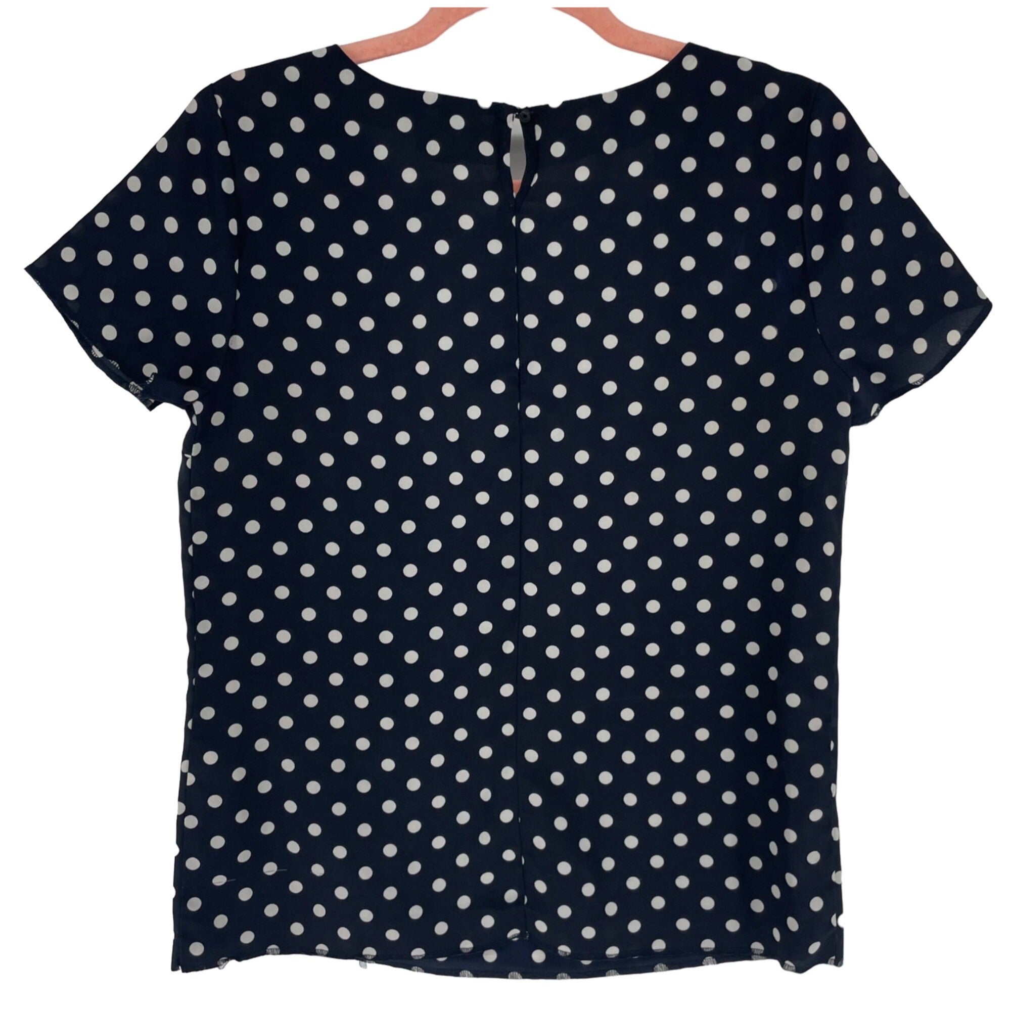 J. Crew Women's Size XS Navy Blue & White Polka Dot Short-Sleeved Top