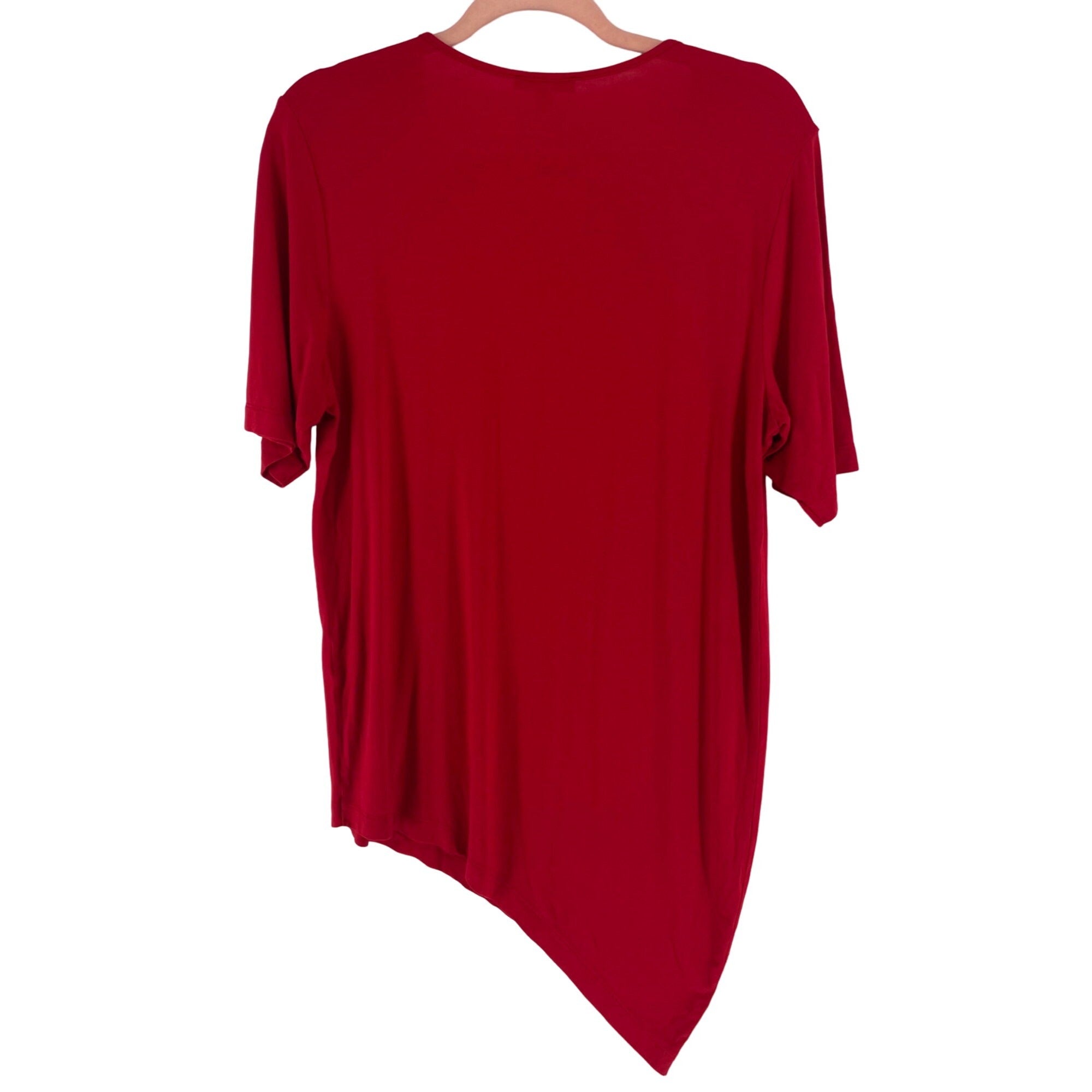 Universal Standard Women's Size XS Red Asymmetrical Crew Neck T-Shirt