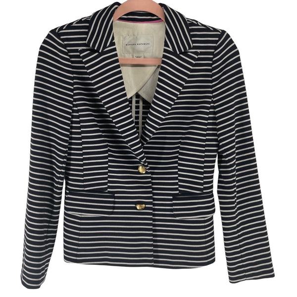 Banana Republic Women's Size 00P Navy & White Sailor Stripe Blazer W/ Gold Buttons