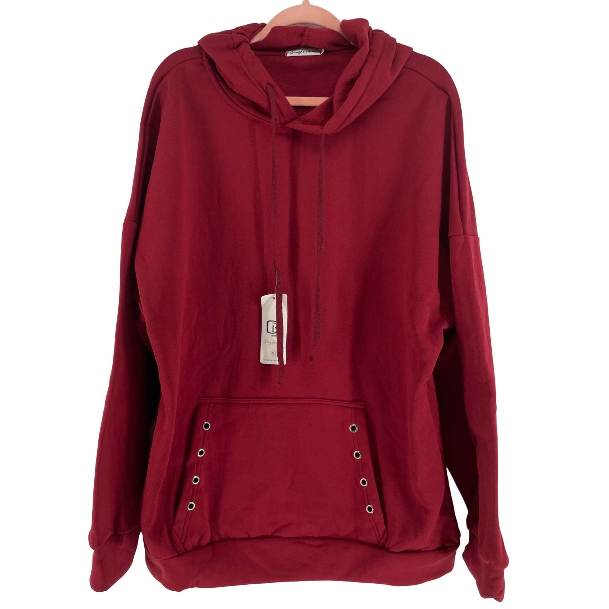 NWT Qingduomao Women's Size XXL Burgundy/Maroon Drawstring Hoodie Sweatshirt