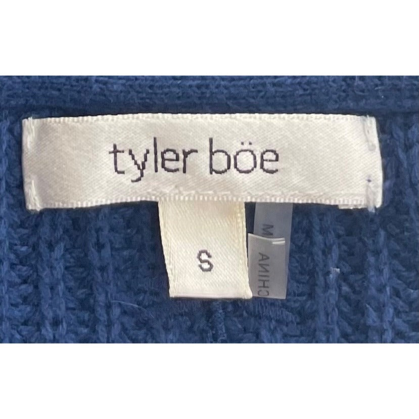 Tyler Boe Women's Size Small Dark Blue V-Neck Sweater W/ Zipper Detailing