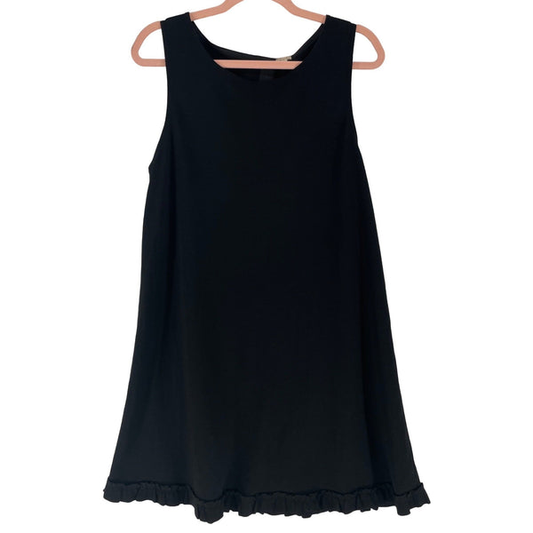 J. Crew Women's Size Large Black Sleeveless A-Line Ruffle Hem Dress