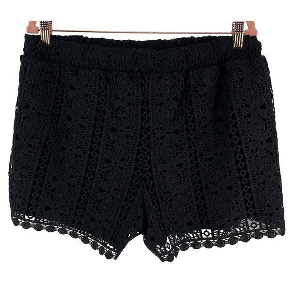 NWT Primark Women's Size 12 Black Floral Lace Summer Shorts